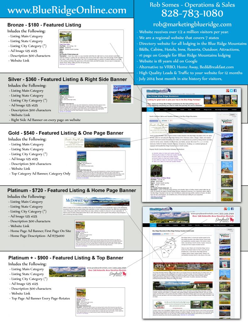 Blue Ridge Online Advertising Page